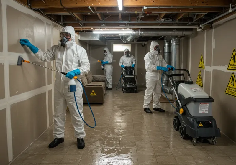 Basement Moisture Removal and Structural Drying process in Franklin, PA